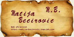 Matija Bećirović vizit kartica